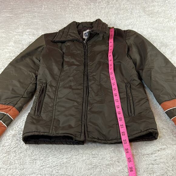Vintage 70s Mont Tremblant Canadian brown and orange zip up coat, size 10 - Picture 4 of 11